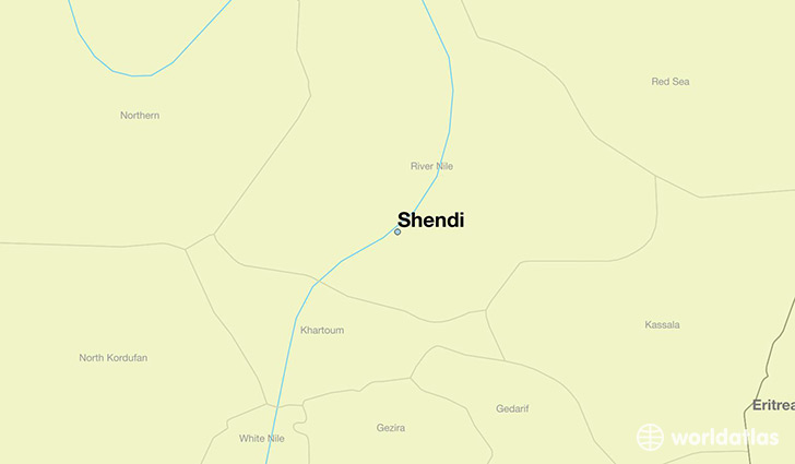 map showing the location of Shendi