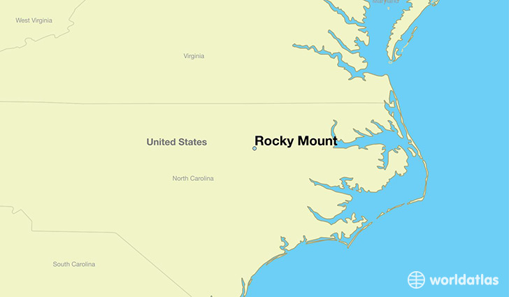 map showing the location of Rocky Mount
