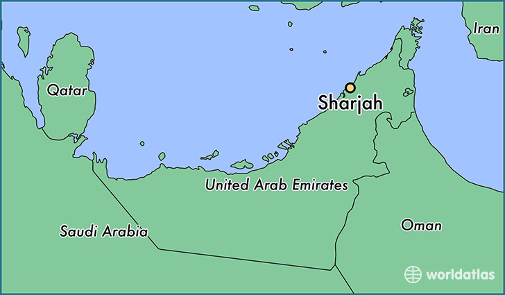 map showing the location of Sharjah