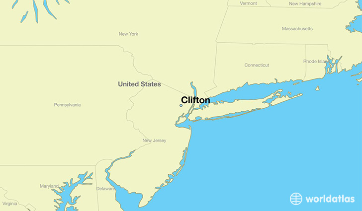 map showing the location of Clifton