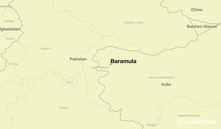 map showing the location of Baramula