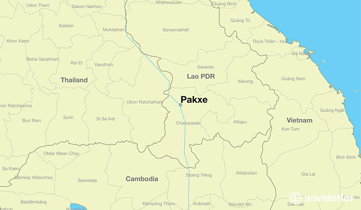 map showing the location of Pakxe