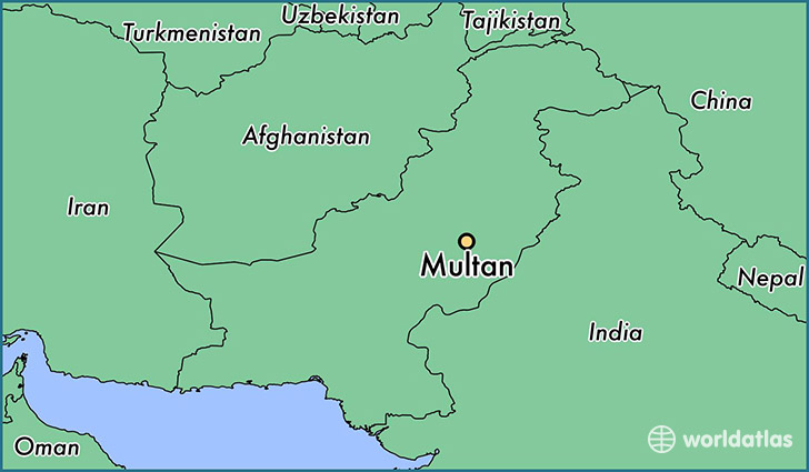 map showing the location of Multan