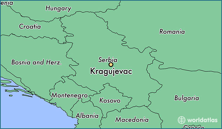 map showing the location of Kragujevac