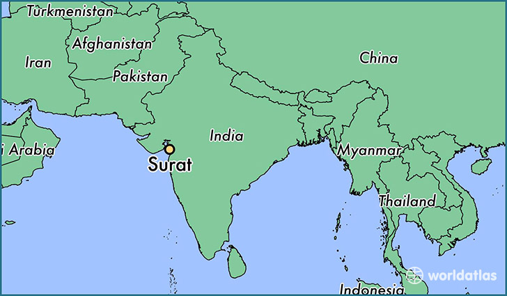 map showing the location of Surat