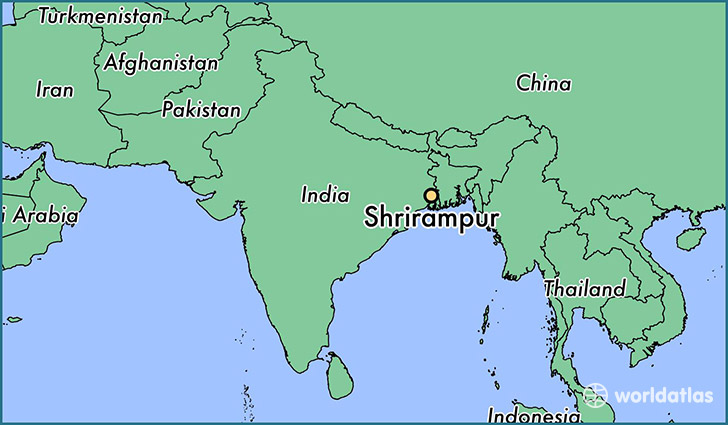 map showing the location of Shrirampur