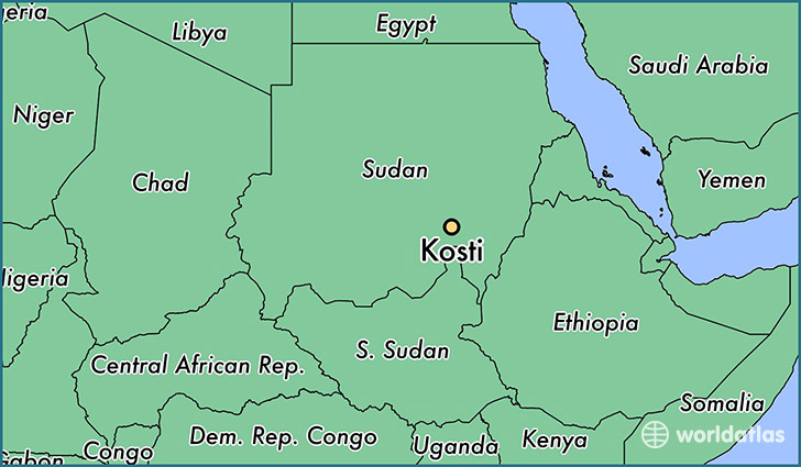 map showing the location of Kosti
