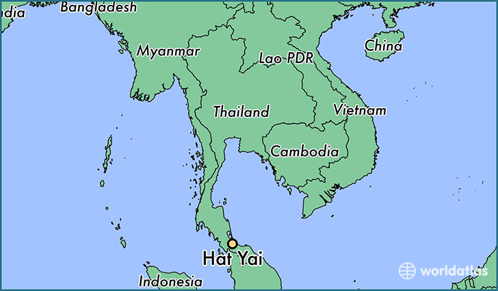 map showing the location of Hat Yai