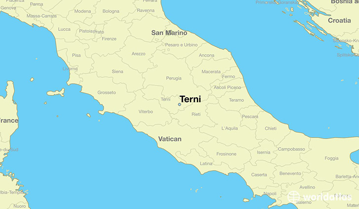 map showing the location of Terni