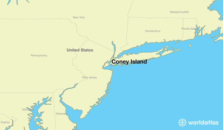 map showing the location of Coney Island