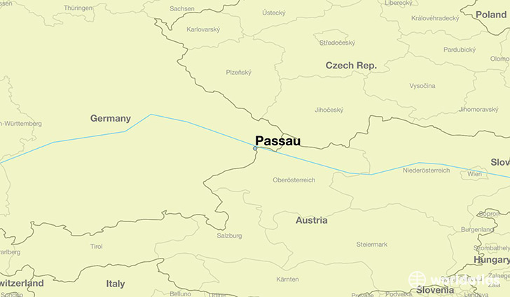 map showing the location of Passau