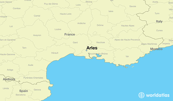 map showing the location of Arles