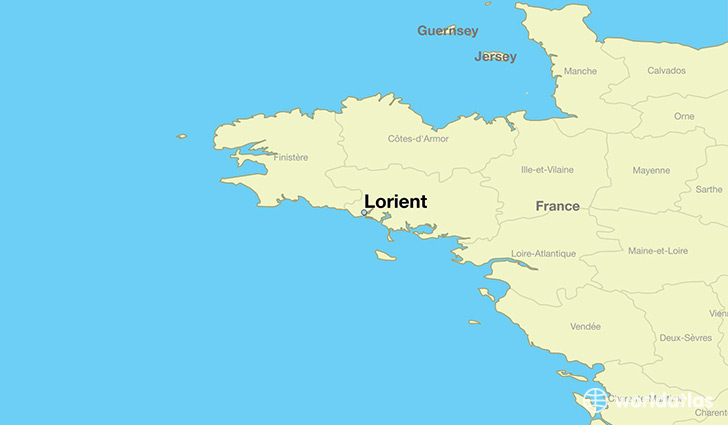 map showing the location of Lorient