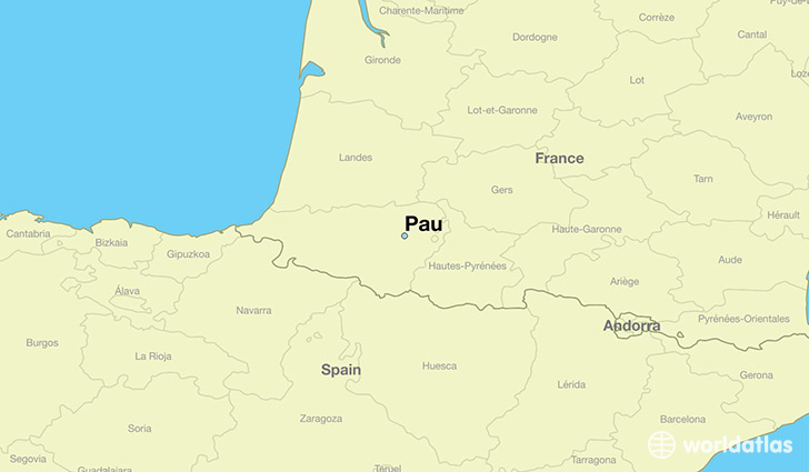 map showing the location of Pau