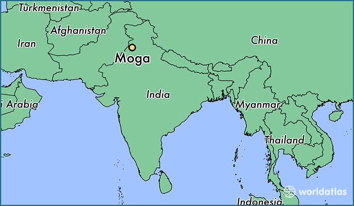 map showing the location of Moga