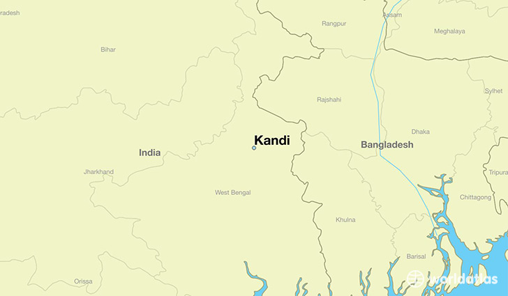 map showing the location of Kandi