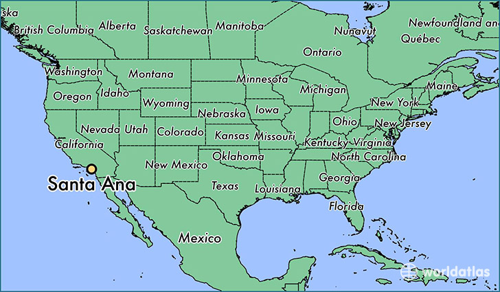 map showing the location of Santa Ana