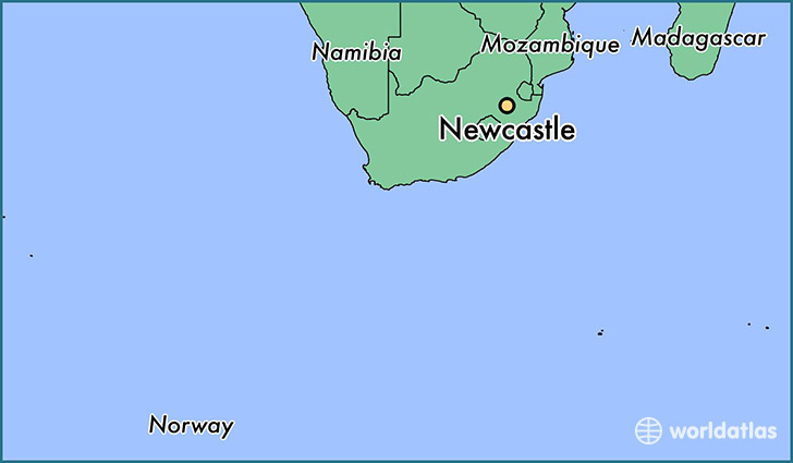 map showing the location of Newcastle