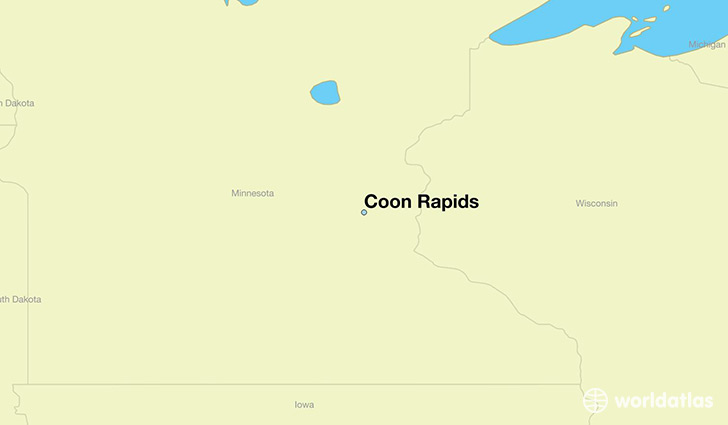 map showing the location of Coon Rapids