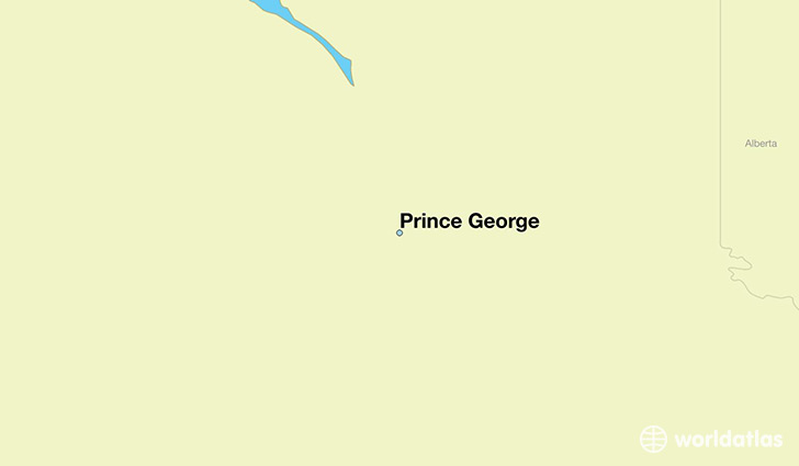map showing the location of Prince George