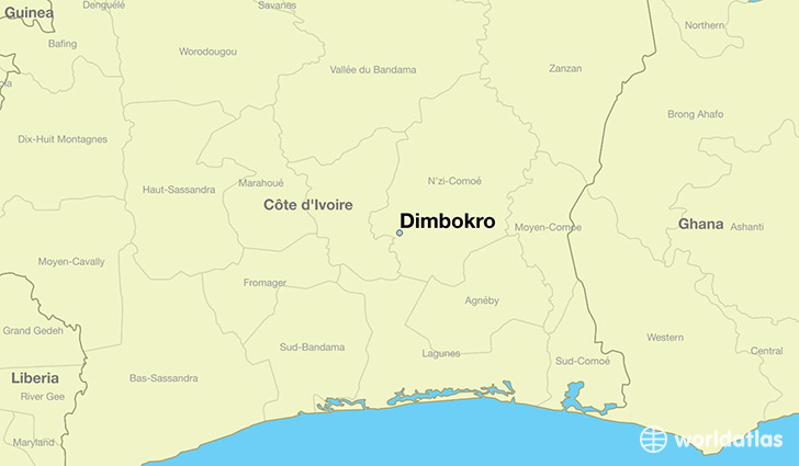 map showing the location of Dimbokro