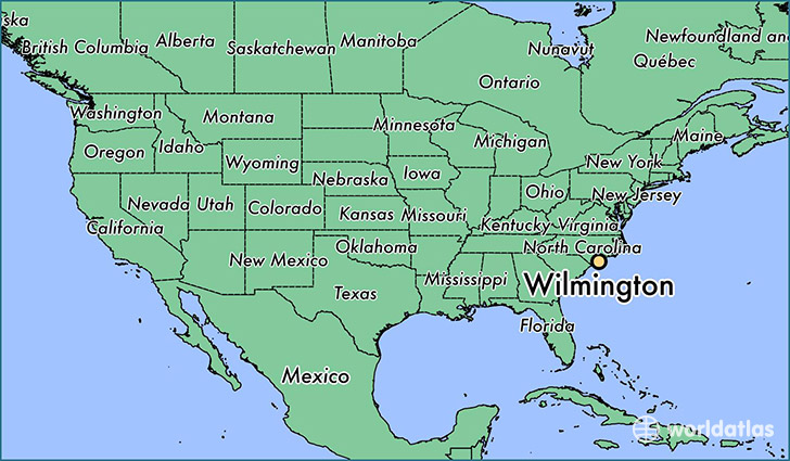 map showing the location of Wilmington