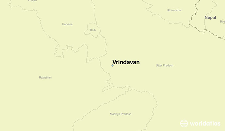 map showing the location of Vrindavan