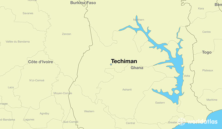 map showing the location of Techiman