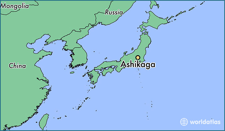 map showing the location of Ashikaga