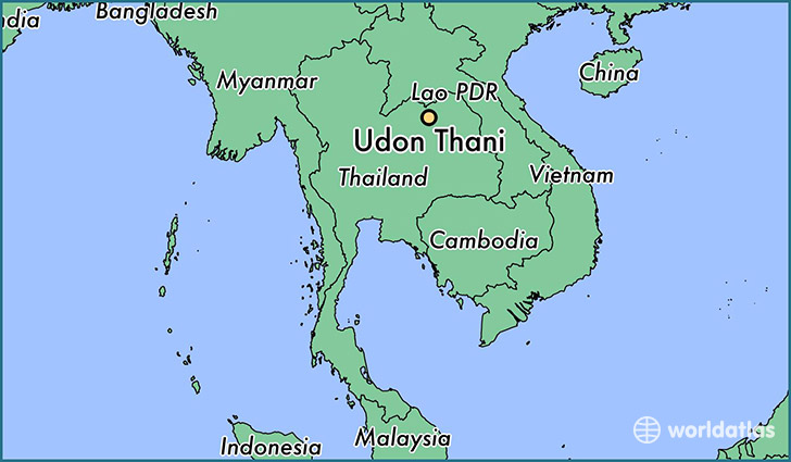 map showing the location of Udon Thani