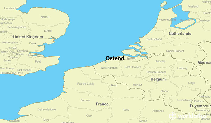 map showing the location of Ostend