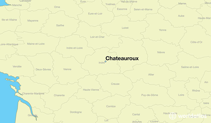 map showing the location of Chateauroux