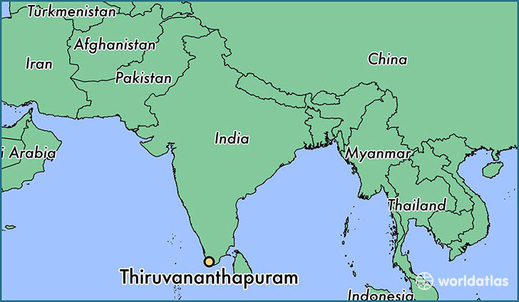 map showing the location of Thiruvananthapuram