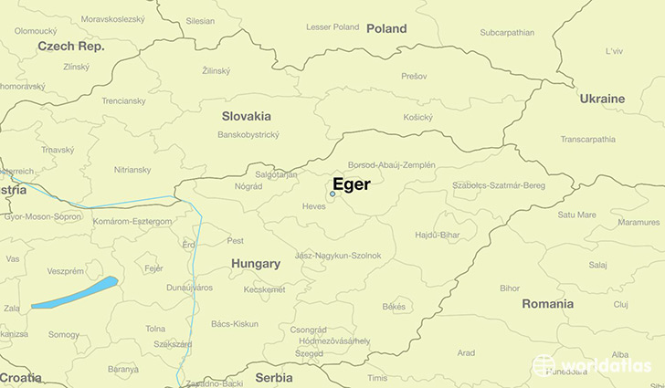 map showing the location of Eger