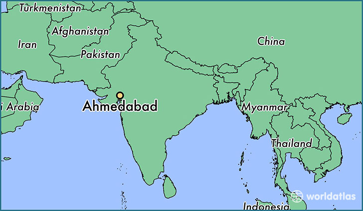 map showing the location of Ahmedabad