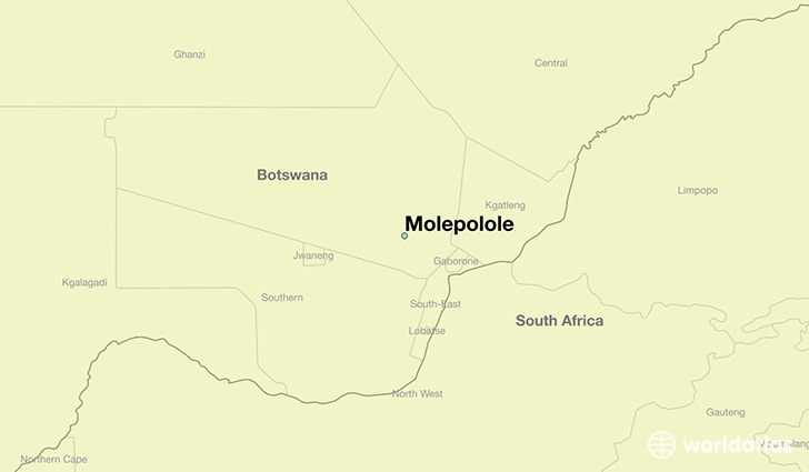 map showing the location of Molepolole