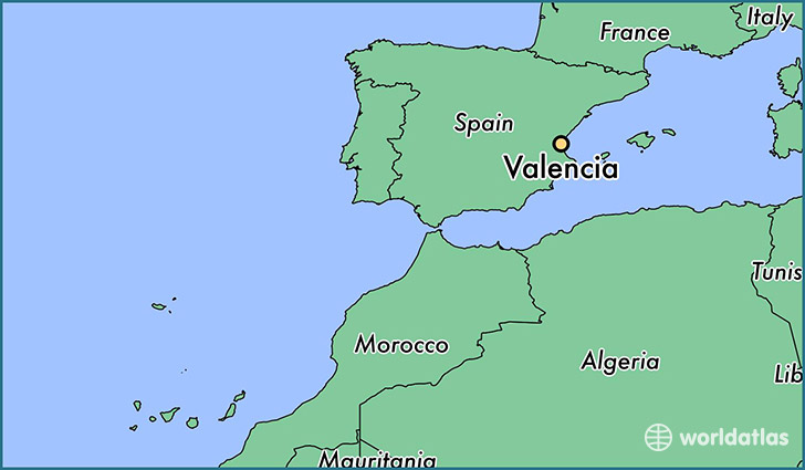 map showing the location of Valencia