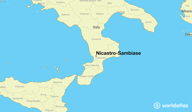 map showing the location of Nicastro-Sambiase