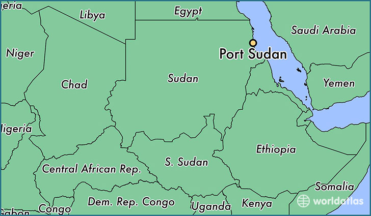 map showing the location of Port Sudan