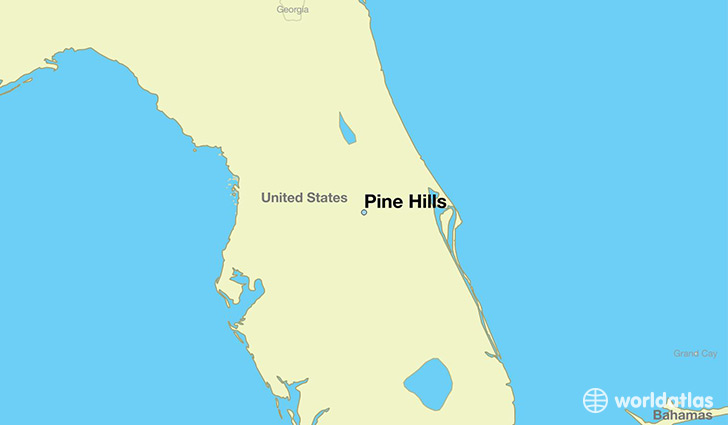 map showing the location of Pine Hills