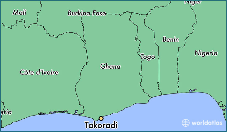 map showing the location of Takoradi