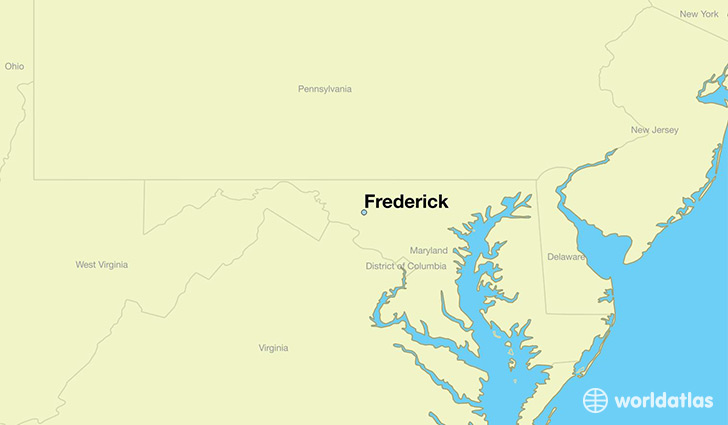 map showing the location of Frederick