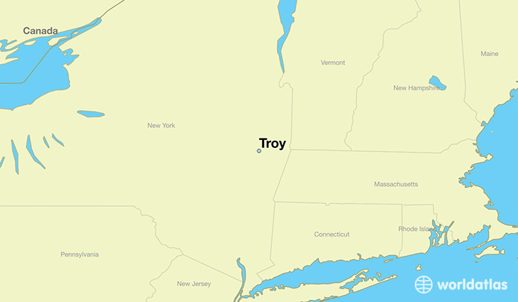 map showing the location of Troy