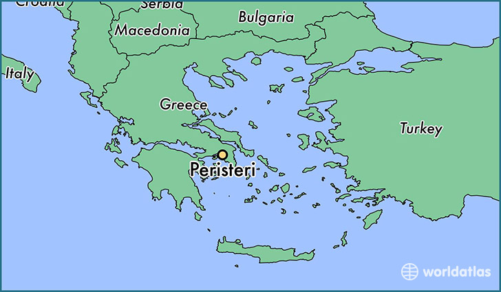 map showing the location of Peristeri