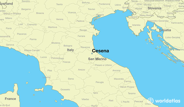 map showing the location of Cesena