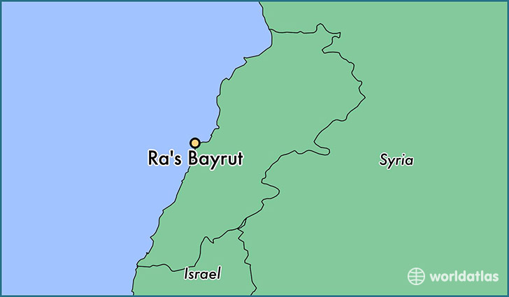 map showing the location of Ra's Bayrut