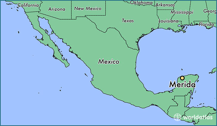 map showing the location of Merida