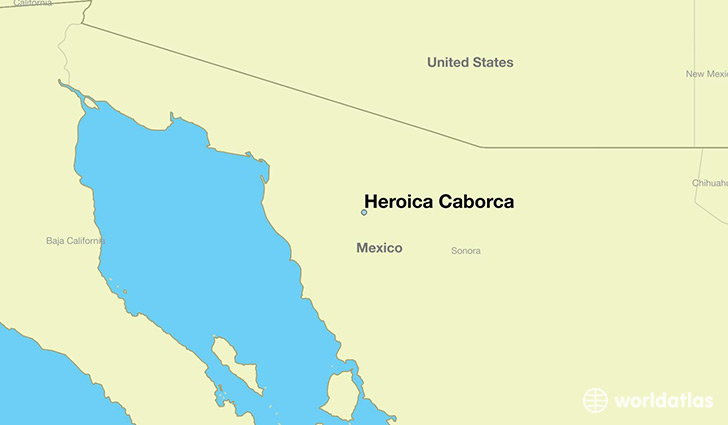 map showing the location of Heroica Caborca