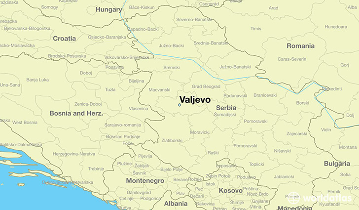 map showing the location of Valjevo