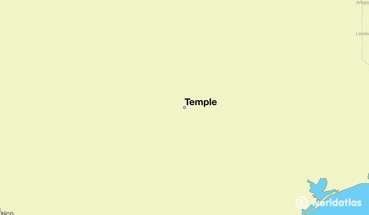 map showing the location of Temple